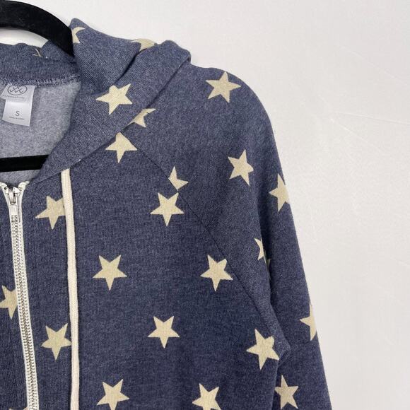 Alternative Womens Small S Blue Heather Star Fleece Full Zip Sweatshirt Hoodie - Picture 3 of 9